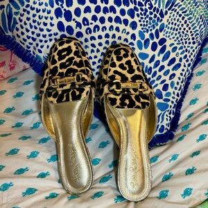 Lilly Pulitzer Andi Mule, leopard print slip on loader, Size 8